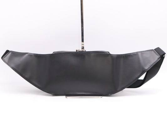 BALENCIAGA 436625 Canvas and Leather Body Bag, Black, Waist Bag