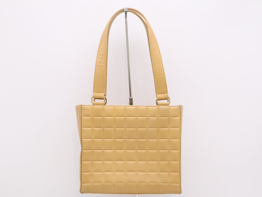 CHANEL A17809 Lambskin Chocolate Bar Shoulder Bag, Beige, GD Hardware, Seal, 7287372 Shoulder Bag