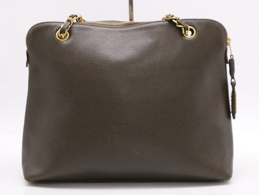 CHANEL Caviar Skin Matelasse Coco Mark Chain Shoulder Bag Brown GD Hardware Seal 3665173 Shoulder Bag