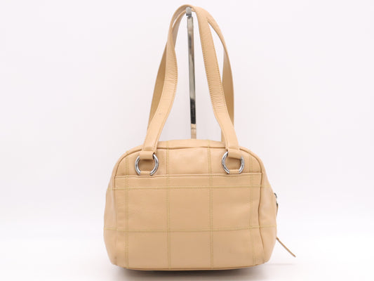 CHANEL Caviar Skin Chocolate Bar Tote Bag, Beige, Silver Hardware, Sticker, Card Included, 10103712, Handbag