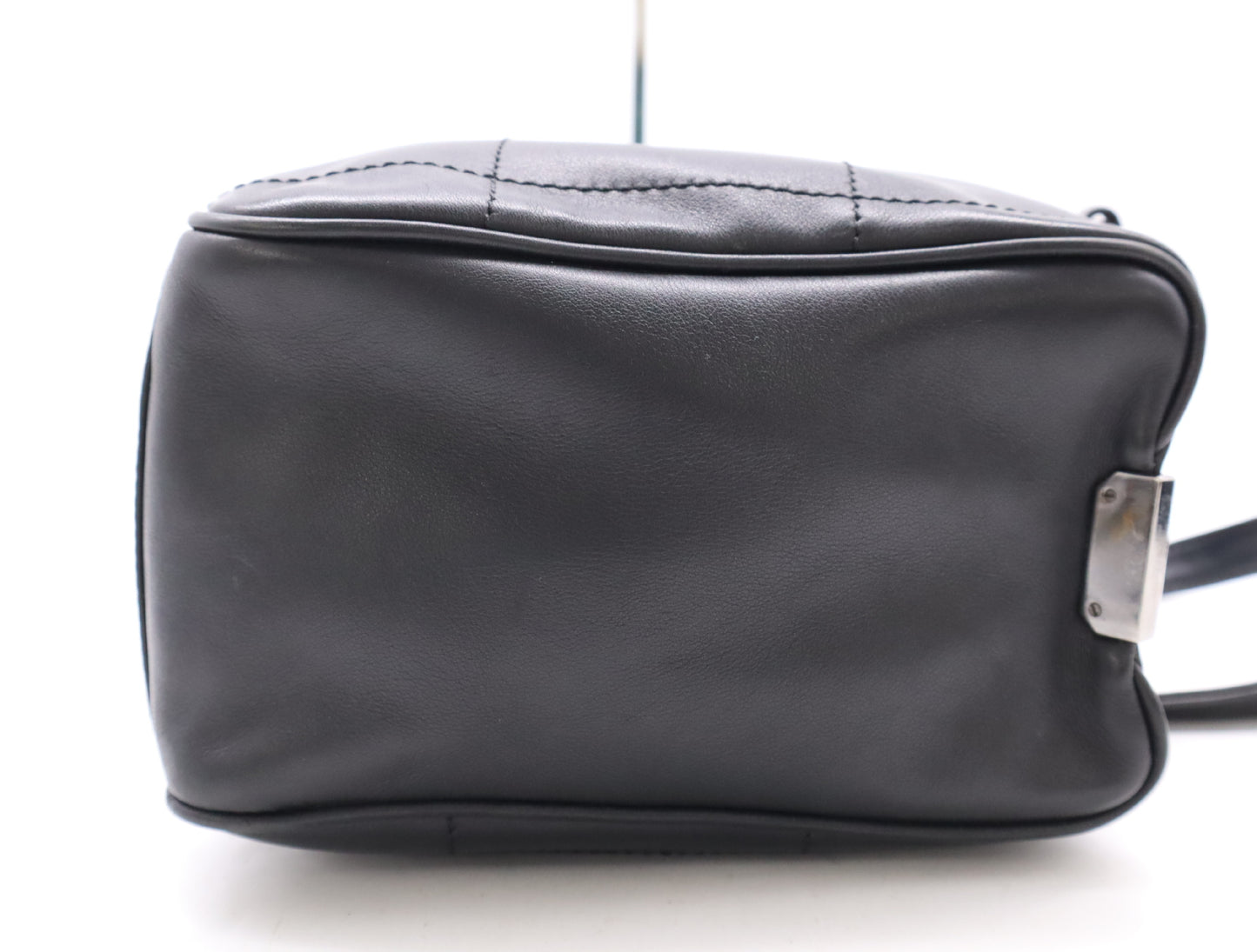 CHANEL Leather Chocolate Bar Mini Boston Bag, Black, with Sterling Silver Hardware and Dust Bag