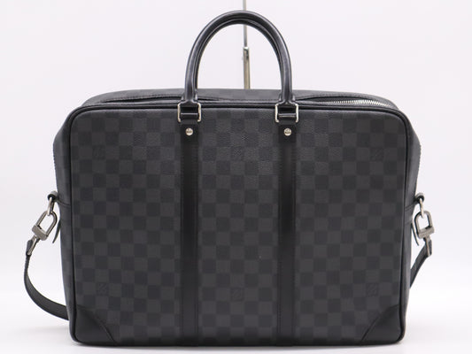 LOUIS VUITTON N41123 Graphite Porte Document Voyage GM Business Bag with Shoulder Strap