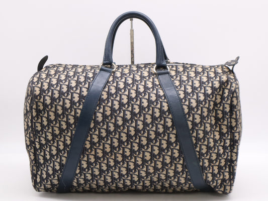 Dior Canvas Trotter Boston Bag Blue Beige Boston Bag