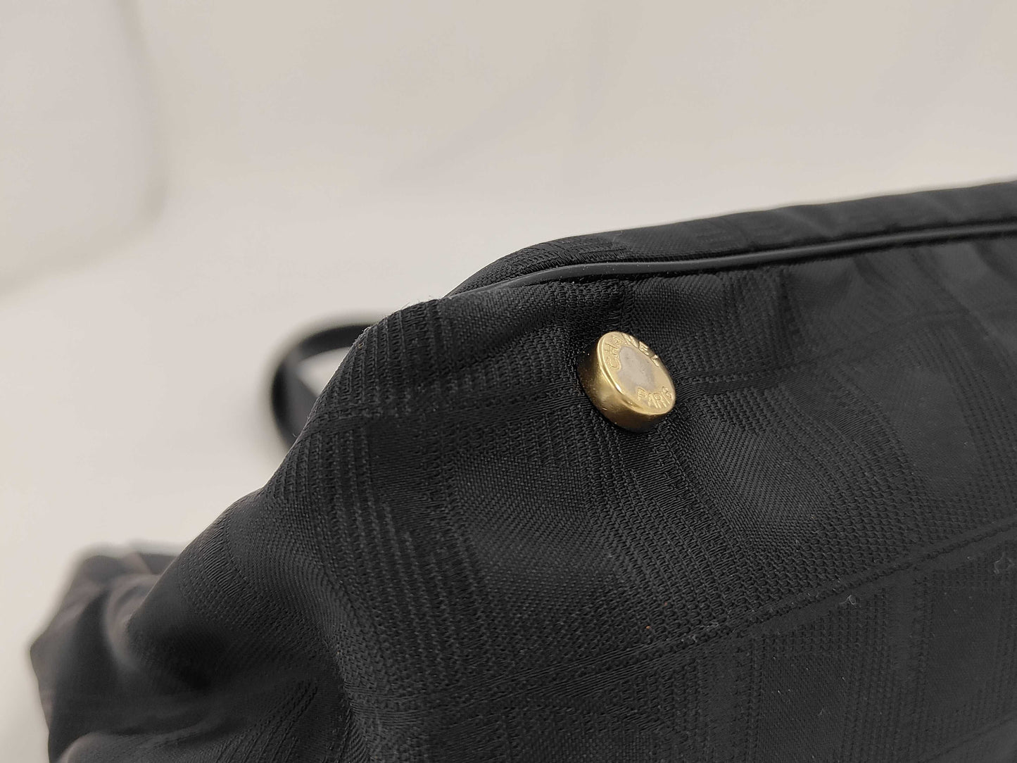 CHANEL New Travel MM Nylon Leather Tote Bag with Serial Number Card