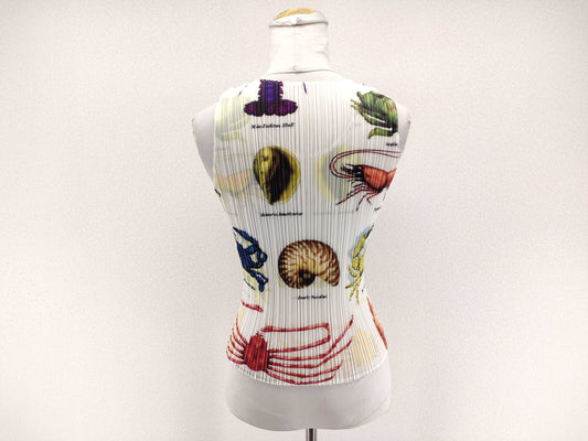 PLEATS PLEASE Pleats Please Cut and Sewn Top with Marine Life Print, Polyester