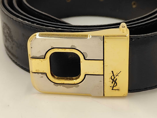 Yves Saint Laurent logo gold-colored buckle belt