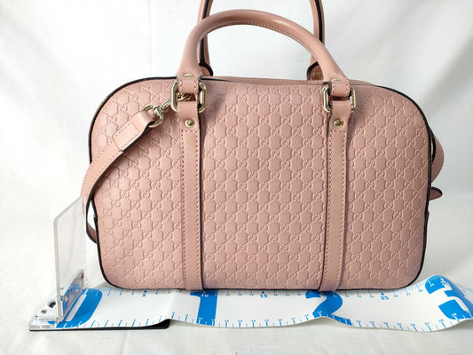 GUCCI Microsima Mini Boston 2-Way Handbag, Pink, 510286 with Stamp, A