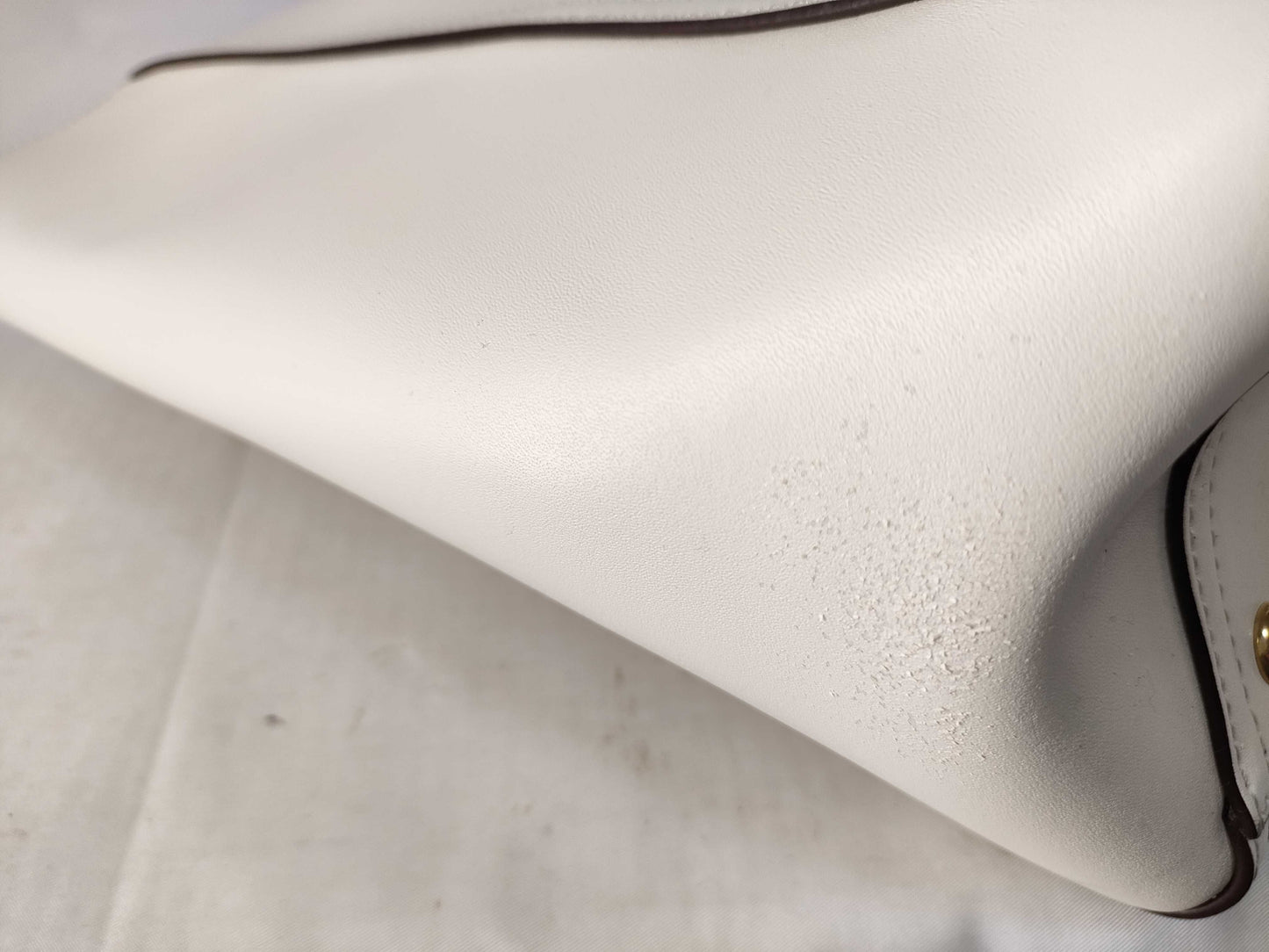 Salvatore Ferragamo Tote Bag, White Leather, Punched Handbag