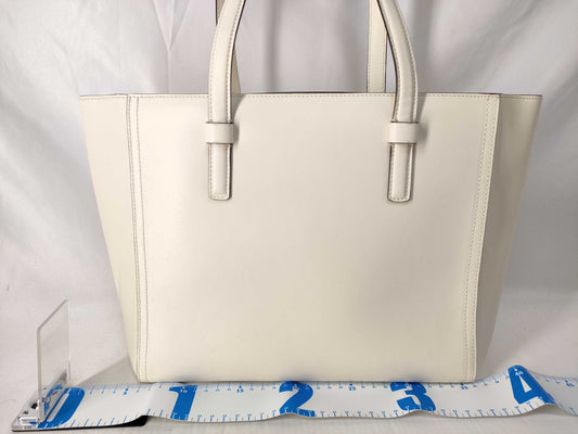 Salvatore Ferragamo Tote Bag, White Leather, Punched Handbag