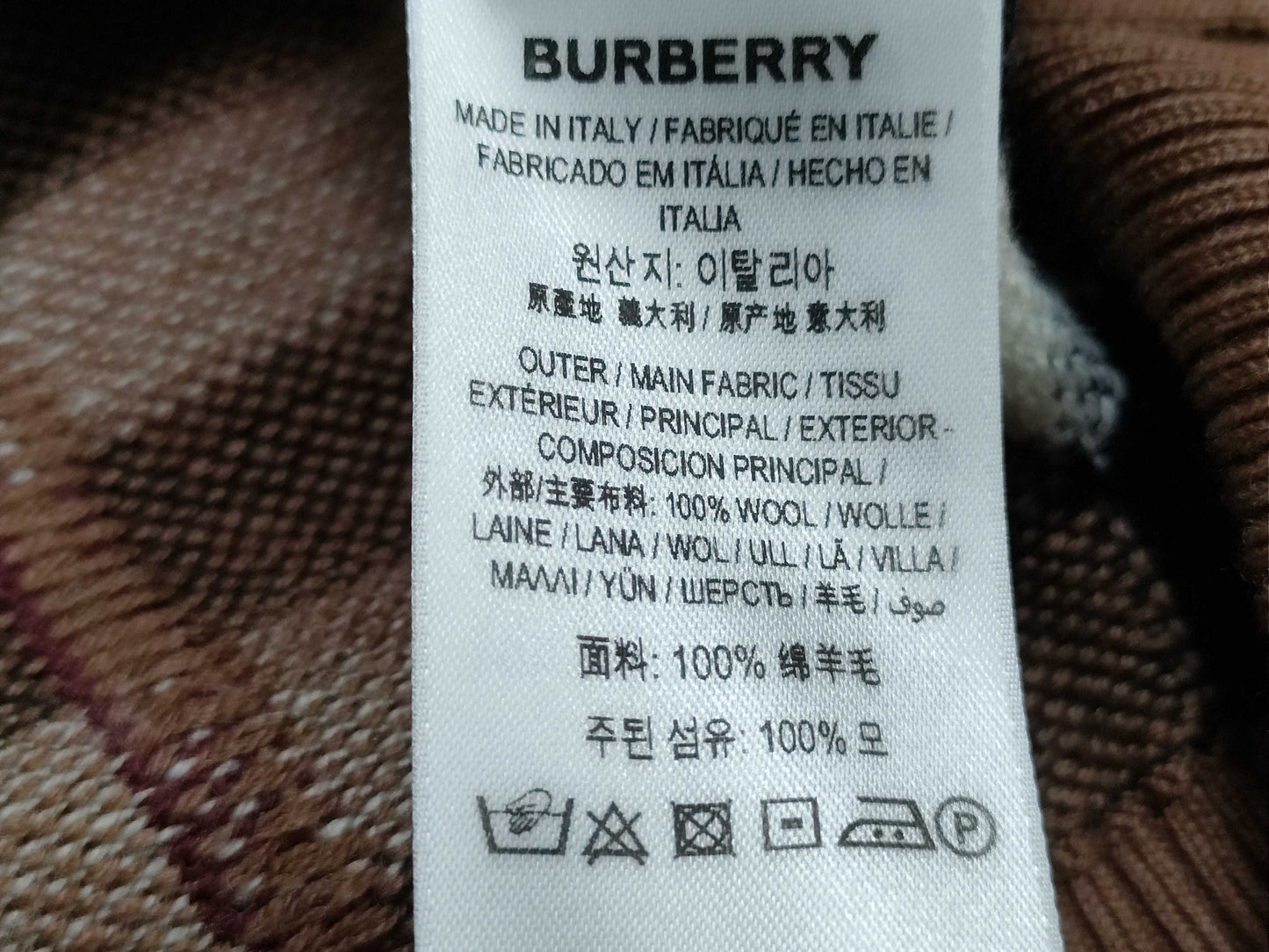BURBERRY Wool Knit Check M Tops