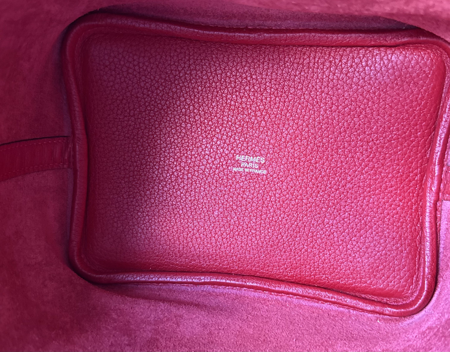 HERMES Picotin Lock PM Handbag, Taurillon, Red, Silver Hardware, A Stamp
