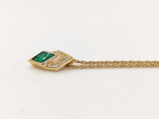 Dior Christian Dior Gold Rhinestone and Color Stone Necklace