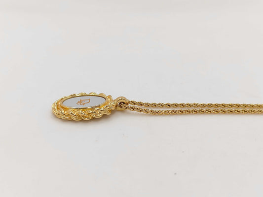 Dior Christian Dior Gold Logo Plate Necklace