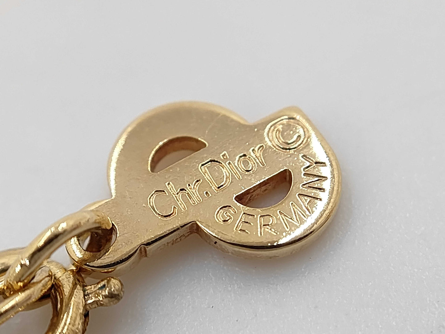 Dior Christian Dior Gold Logo Plate Necklace