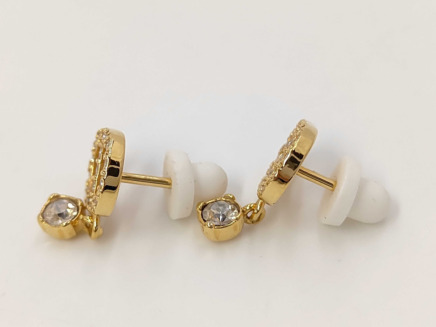 Dior Christian Dior Earrings, Rhinestone Gold, CD Logo Earrings