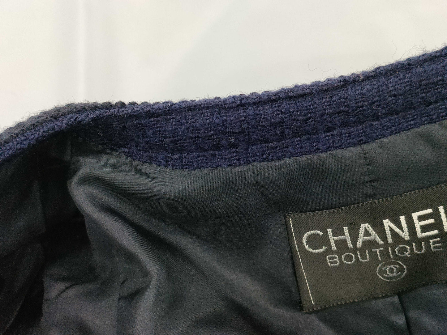 CHANEL Tweed Set with Coco Button and Gold Chain Jacket