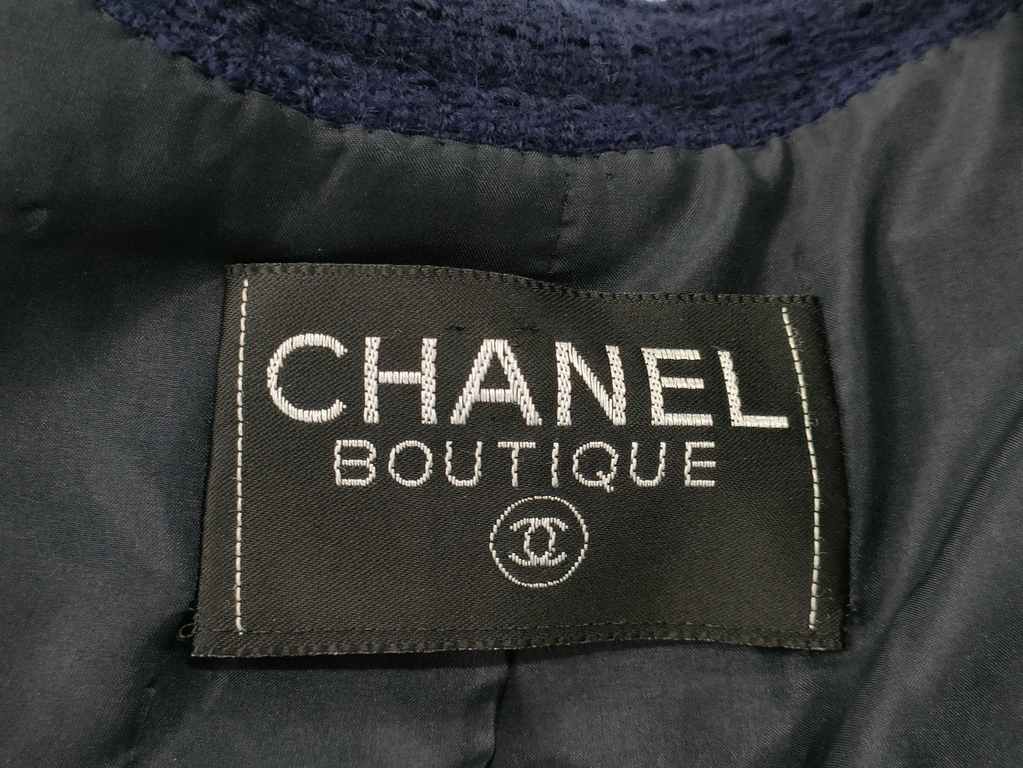 CHANEL Tweed Set with Coco Button and Gold Chain Jacket