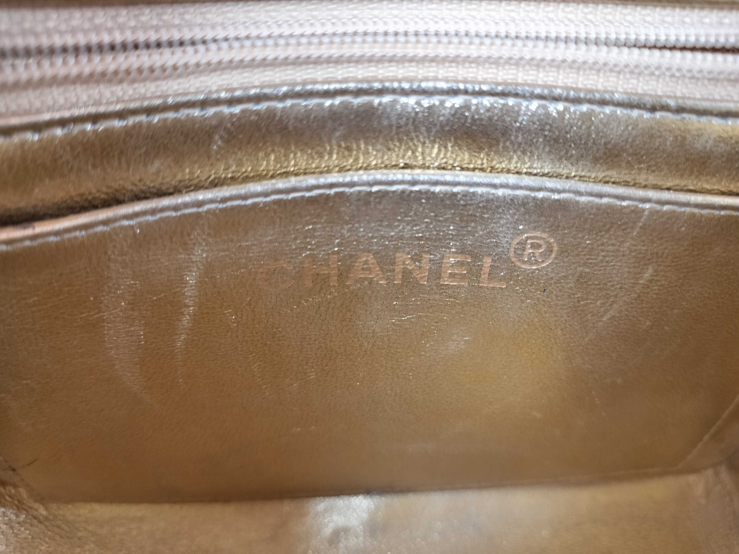 CHANEL Gold Metallic Minimato Handbag, No. 3, Corner and Surface Scratches