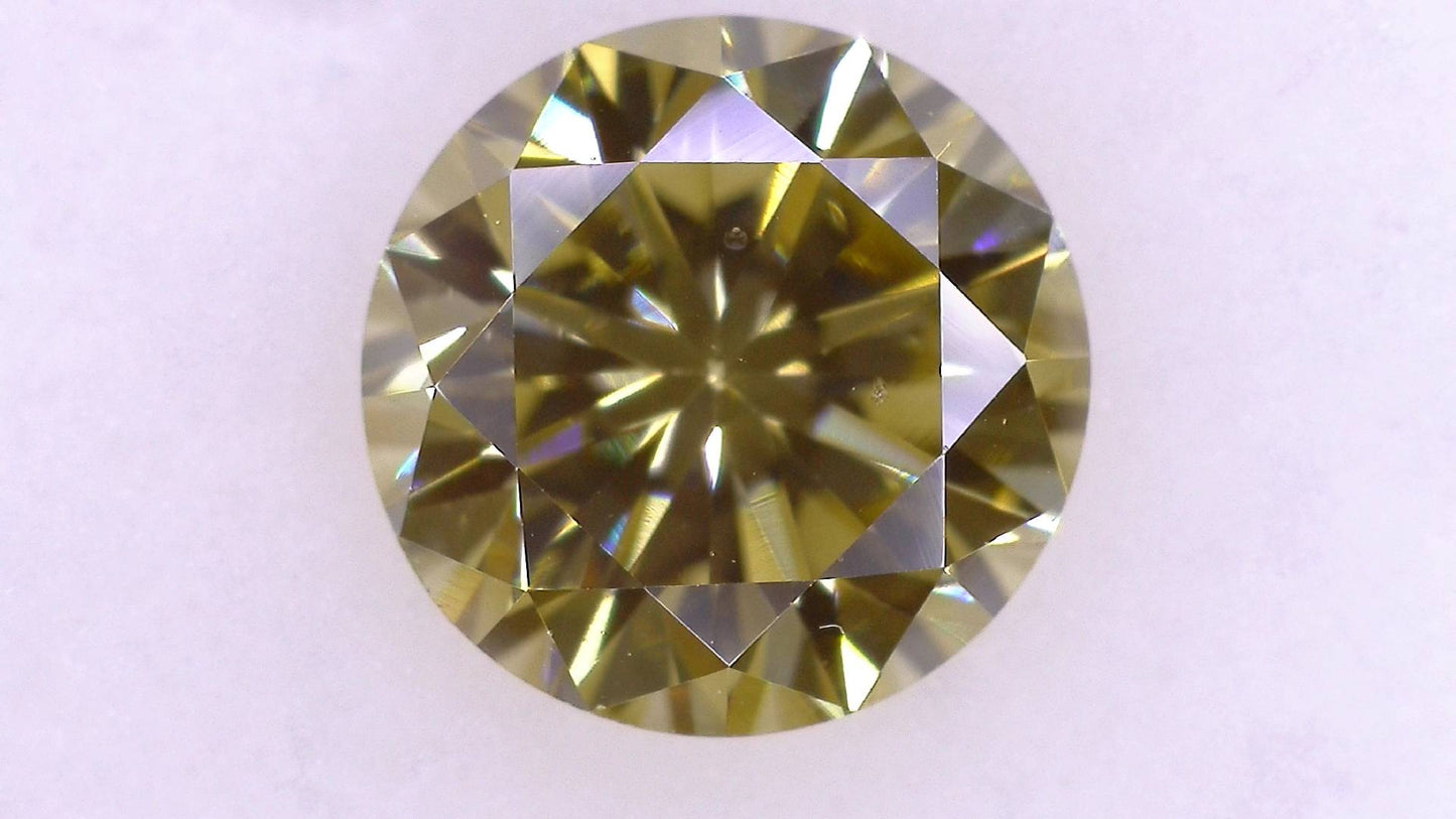0.958ct FANCY BROWNISH YELLOW SI-1 ****/GD/FR FAINT NATURAL 6.02-6.12X3.96mm RD Diamond Loose