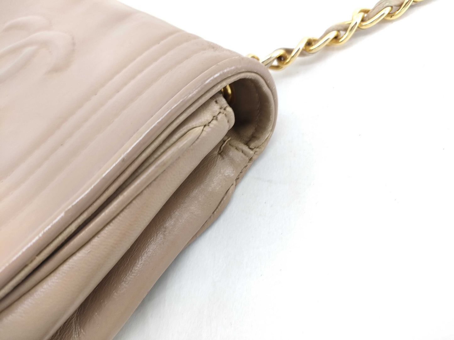 CHANEL Lambskin Coco Mark Chain Bag Beige 0 Series Shoulder Bag