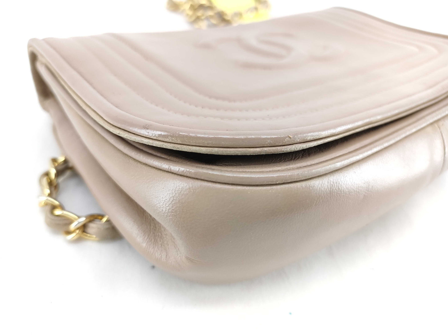CHANEL Lambskin Coco Mark Chain Bag Beige 0 Series Shoulder Bag