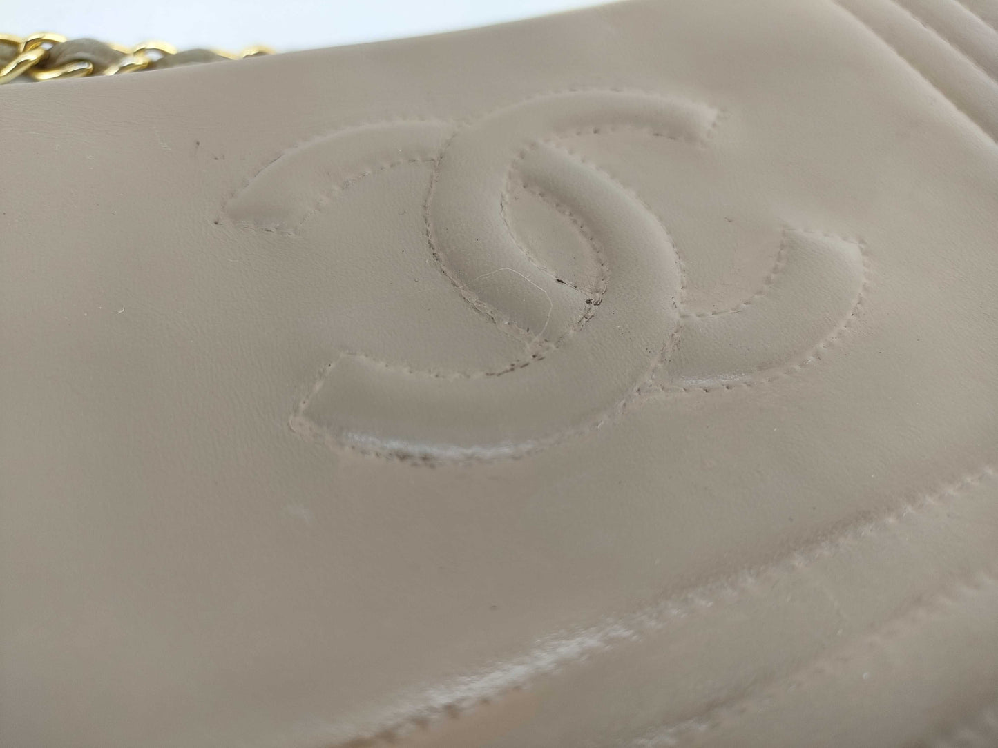 CHANEL Lambskin Coco Mark Chain Bag Beige 0 Series Shoulder Bag