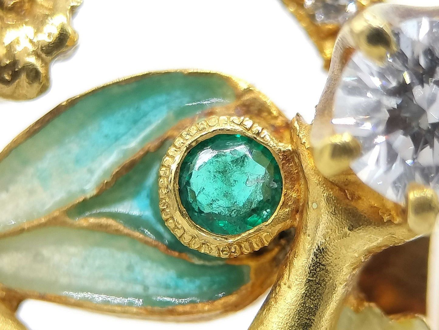 MASRIERA Pearl Diameter: Approx. 6.0mm, Emerald, Diamond, 750, 15.2g, Brooch