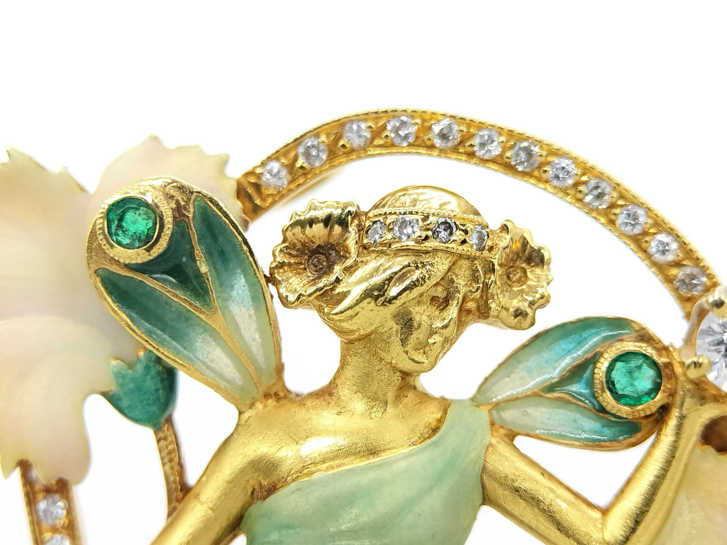 MASRIERA Pearl Diameter: Approx. 6.0mm, Emerald, Diamond, 750, 15.2g, Brooch
