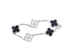 Van Cleef & Arpels Vintage Alhambra 5-Piece Onyx and Diamond Bracelet in Gold and White Gold , 12.8g