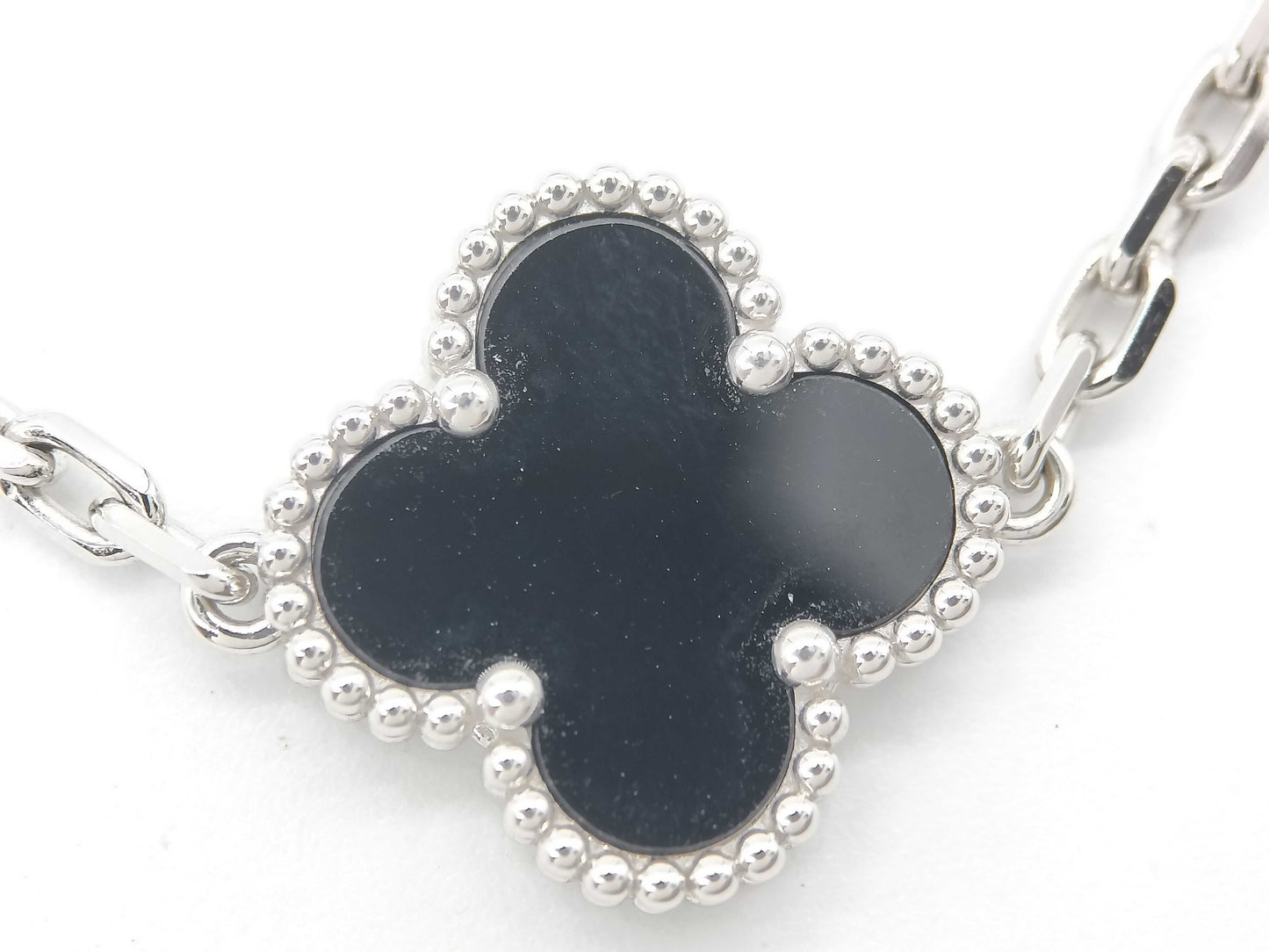 Van Cleef & Arpels Vintage Alhambra 5-Piece Onyx and Diamond Bracelet in Gold and White Gold , 12.8g