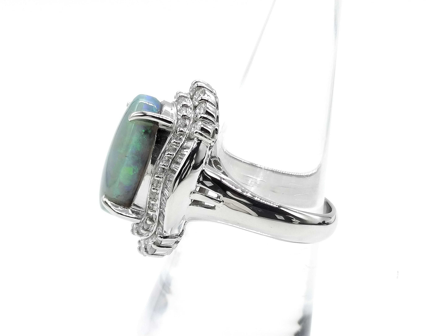 Black Opal 5.50ct D1.481ct PT900 14.3g Ring
