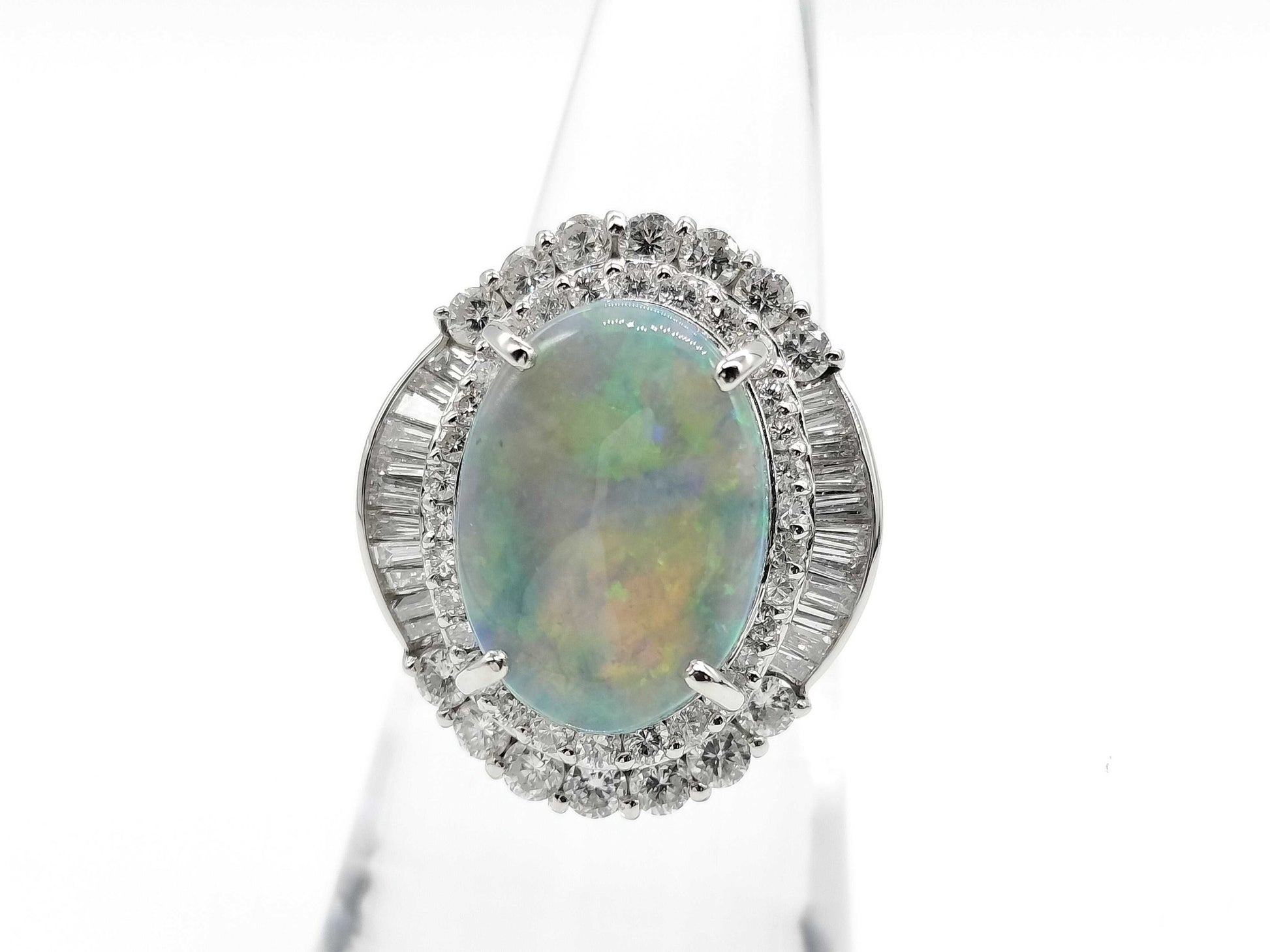 Black Opal 5.50ct D1.481ct PT900 14.3g Ring