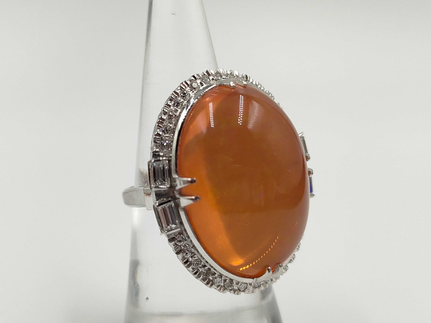 Fire Opal 8.50ct Diamond PM 16.3G Ring