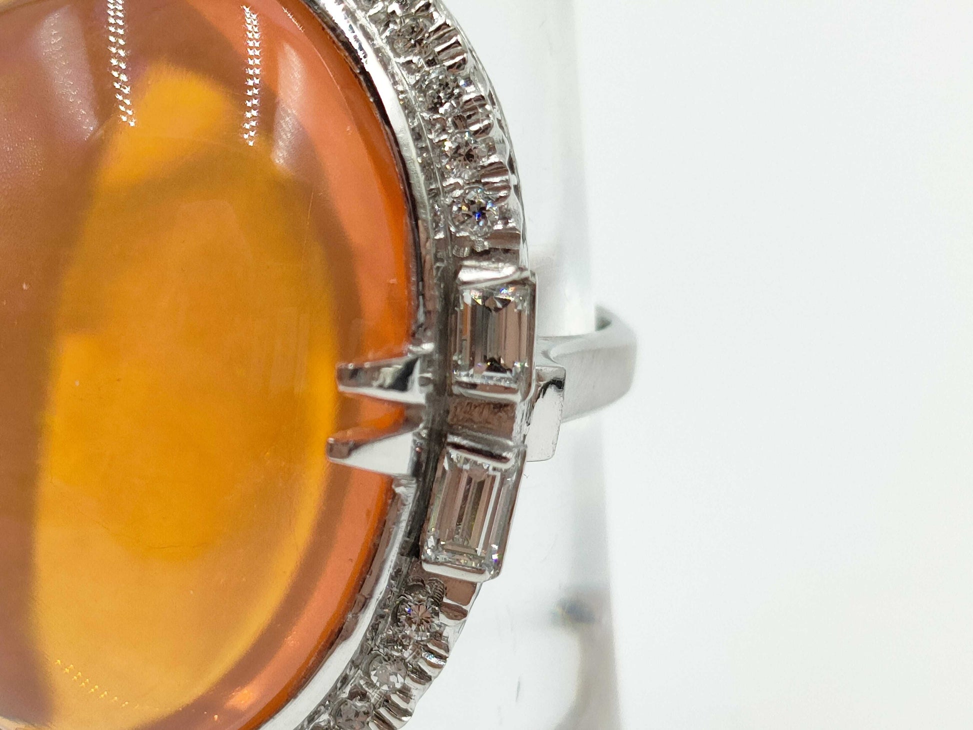 Fire Opal 8.50ct Diamond PM 16.3G Ring