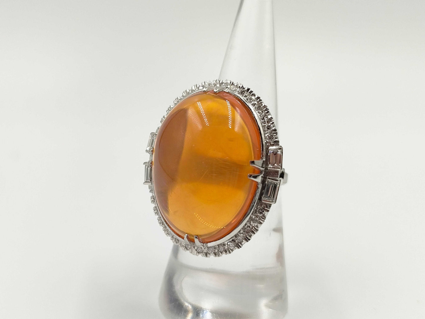 Fire Opal 8.50ct Diamond PM 16.3G Ring