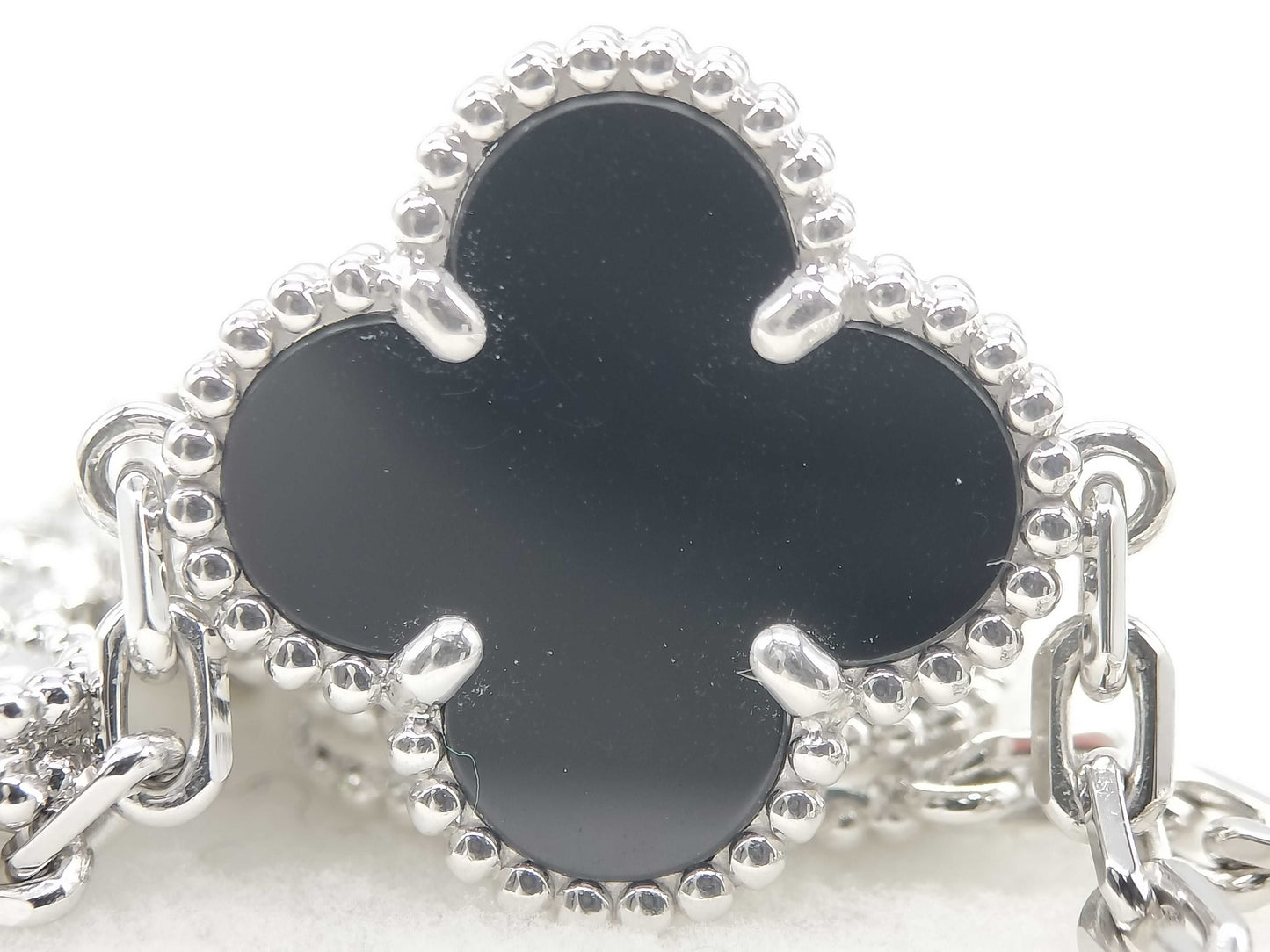 Van Cleef & Arpels Vintage Alhambra 5-Piece Onyx and Diamond Bracelet in WG Au750, 12.2g