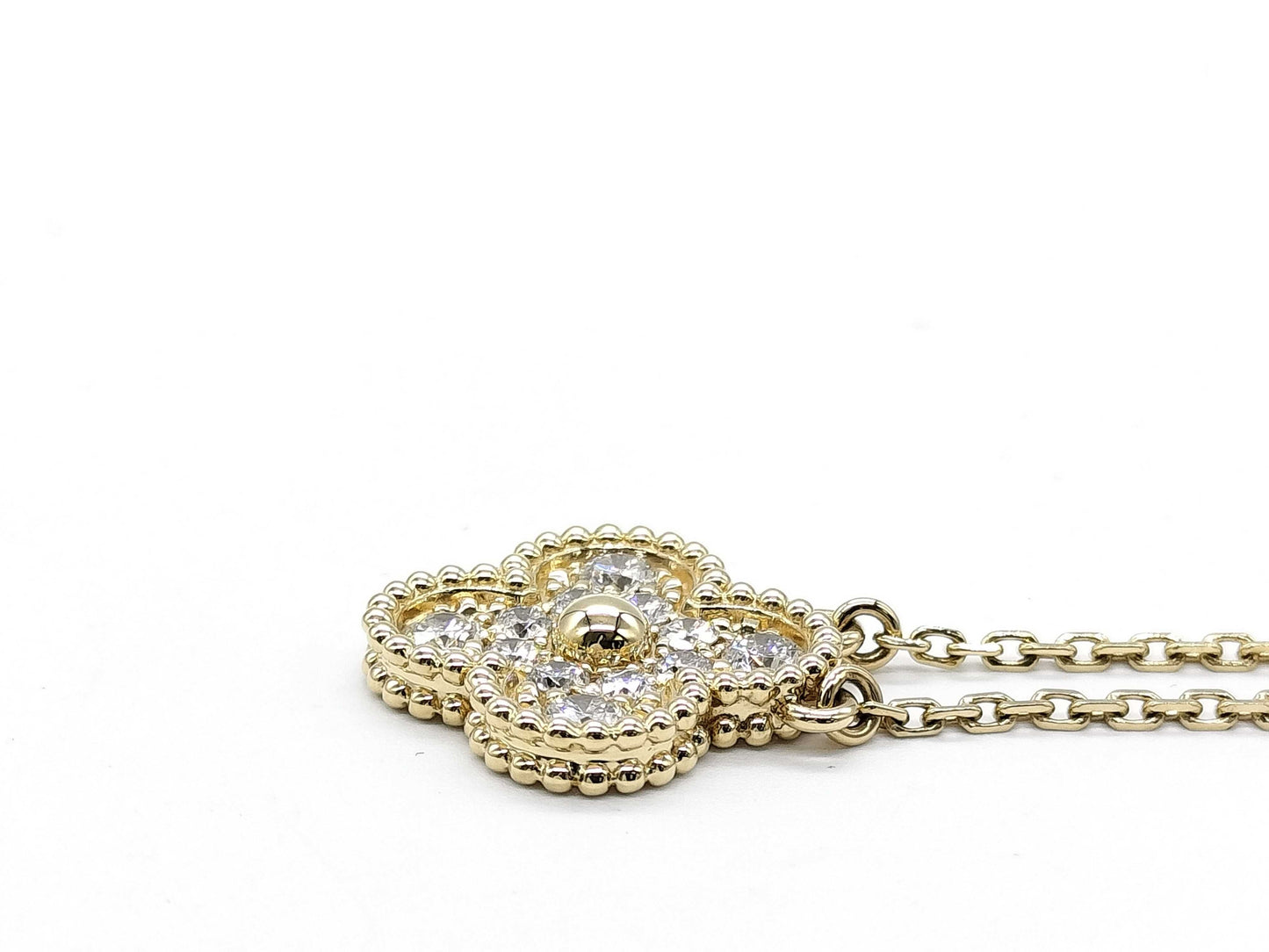 Van Cleef & Arpels Vintage Alhambra Diamond Necklace in Yellow Gold and Au750, 5.7g