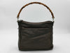 GUCCI Mini Tote Bag Bamboo All Leather Logo Embossed Black Tote Bag