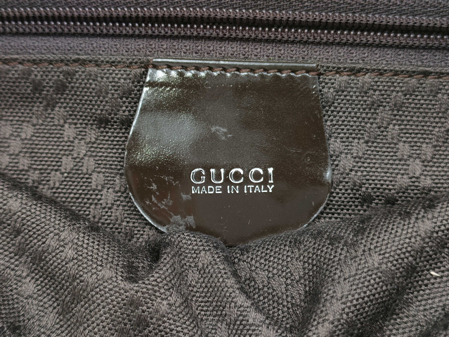 GUCCI Mini Tote Bag Bamboo All Leather Logo Embossed Black Tote Bag