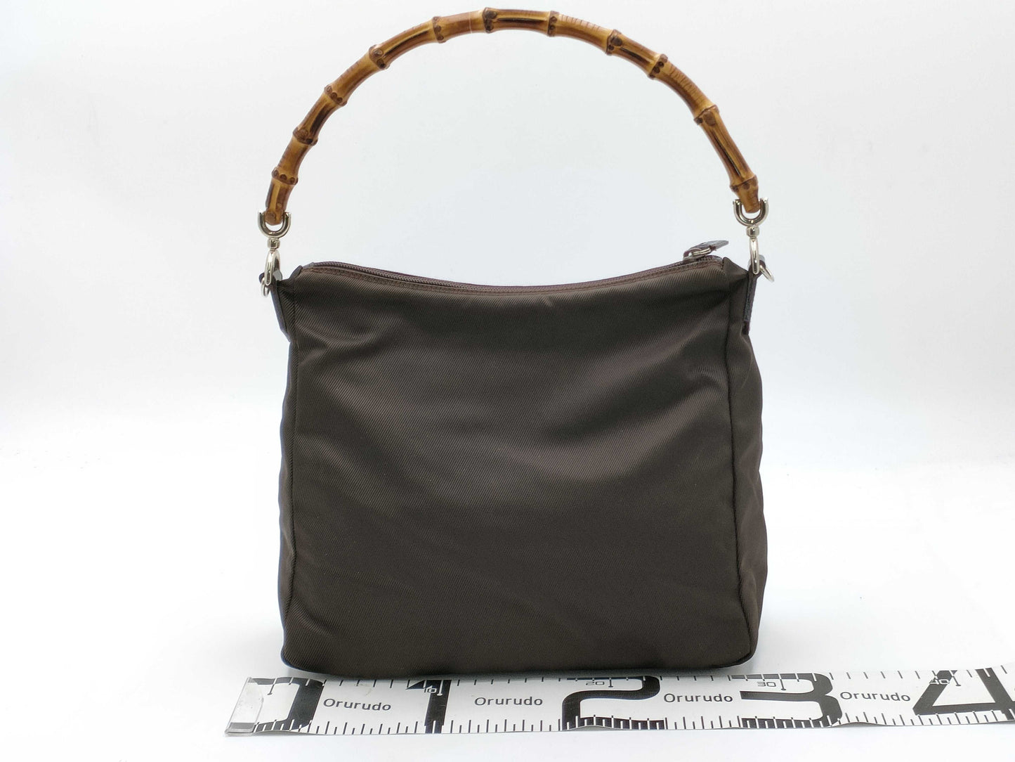 GUCCI Mini Tote Bag Bamboo All Leather Logo Embossed Black Tote Bag