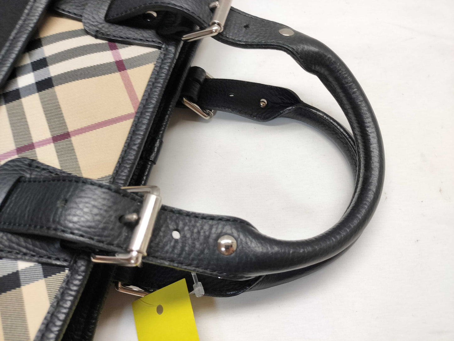 BURBERRY Nylon and Leather Nova Check Handbag