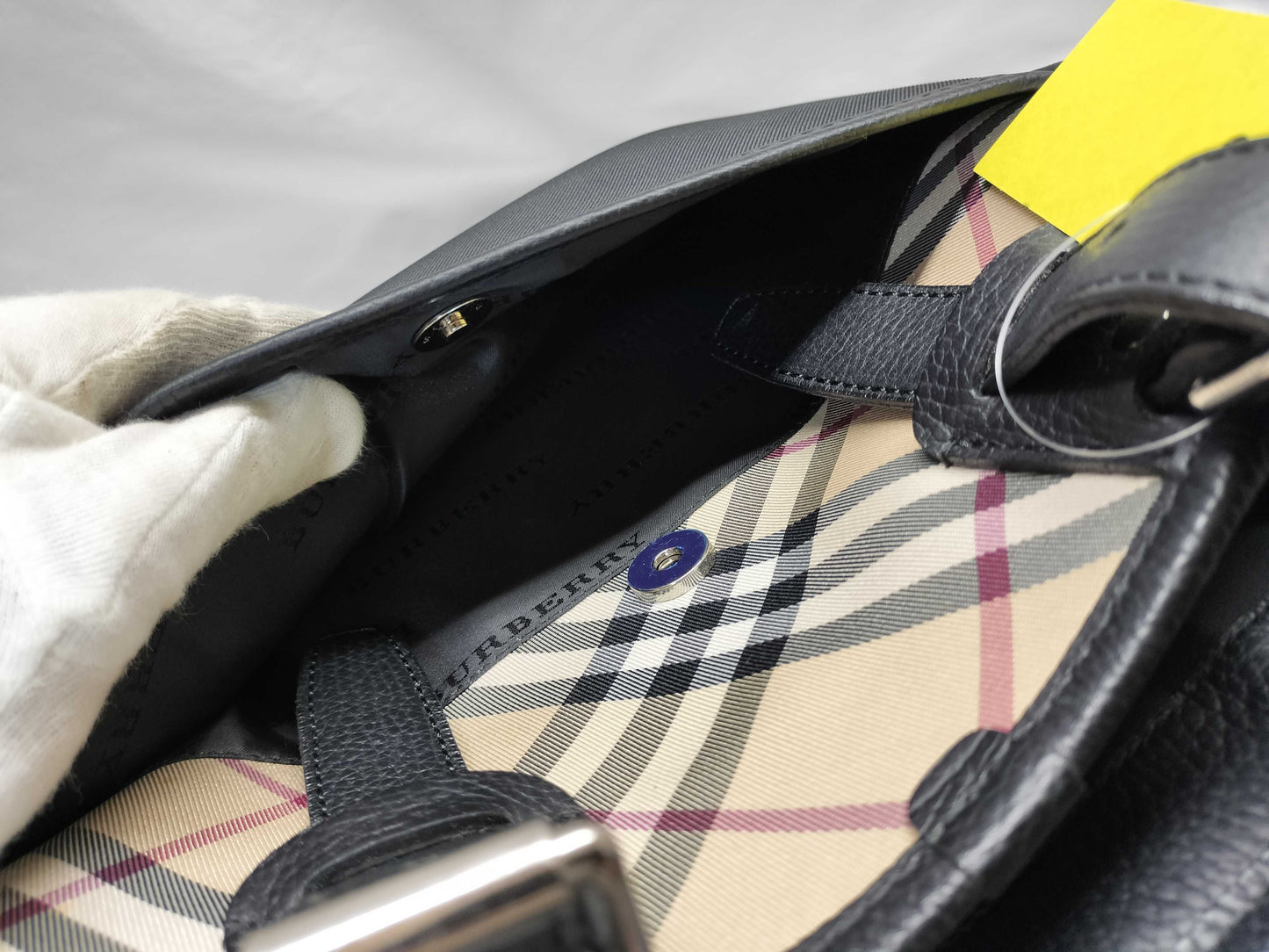 BURBERRY Nylon and Leather Nova Check Handbag
