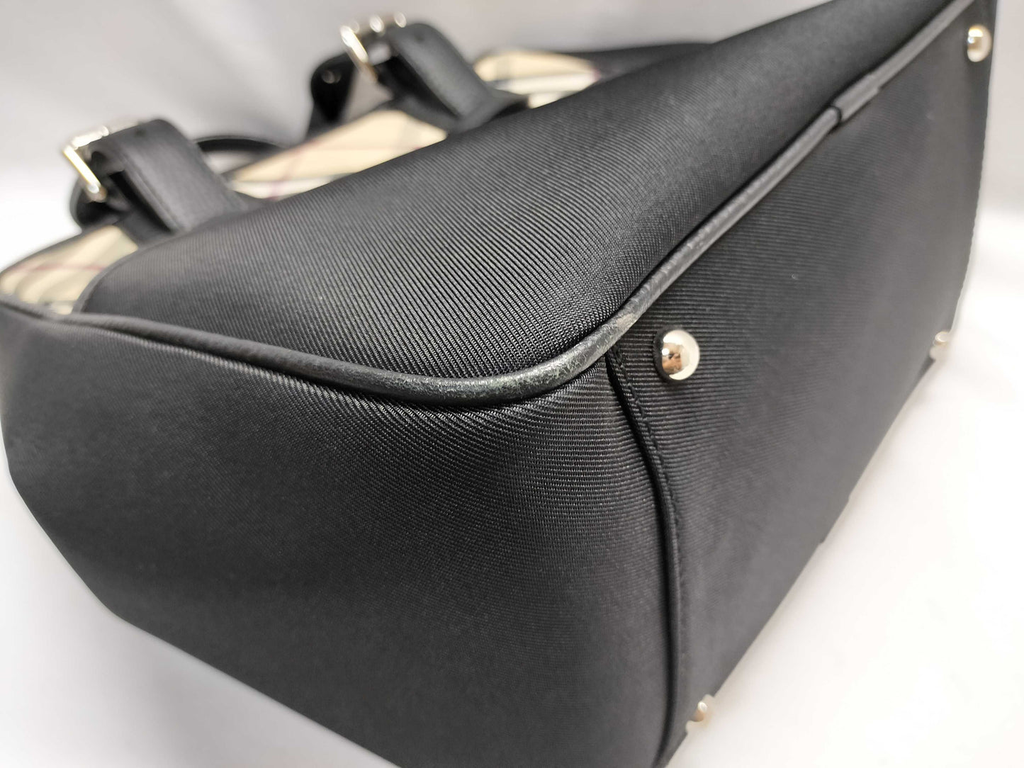 BURBERRY Nylon and Leather Nova Check Handbag