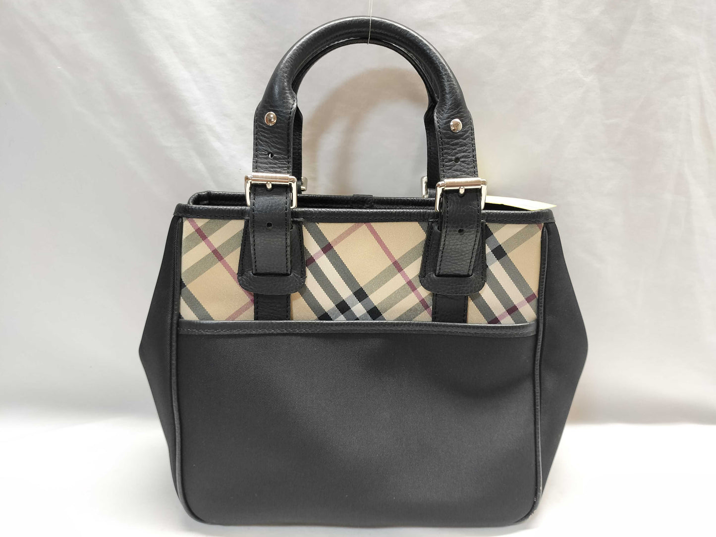 BURBERRY Nylon and Leather Nova Check Handbag