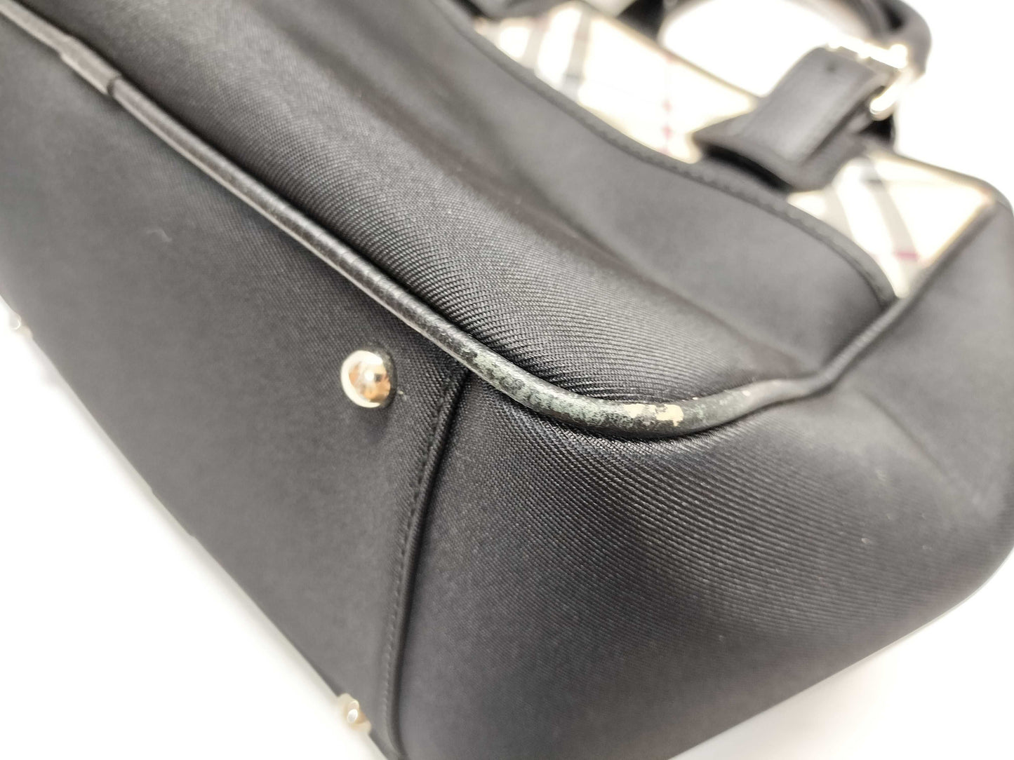 BURBERRY Nylon and Leather Nova Check Handbag