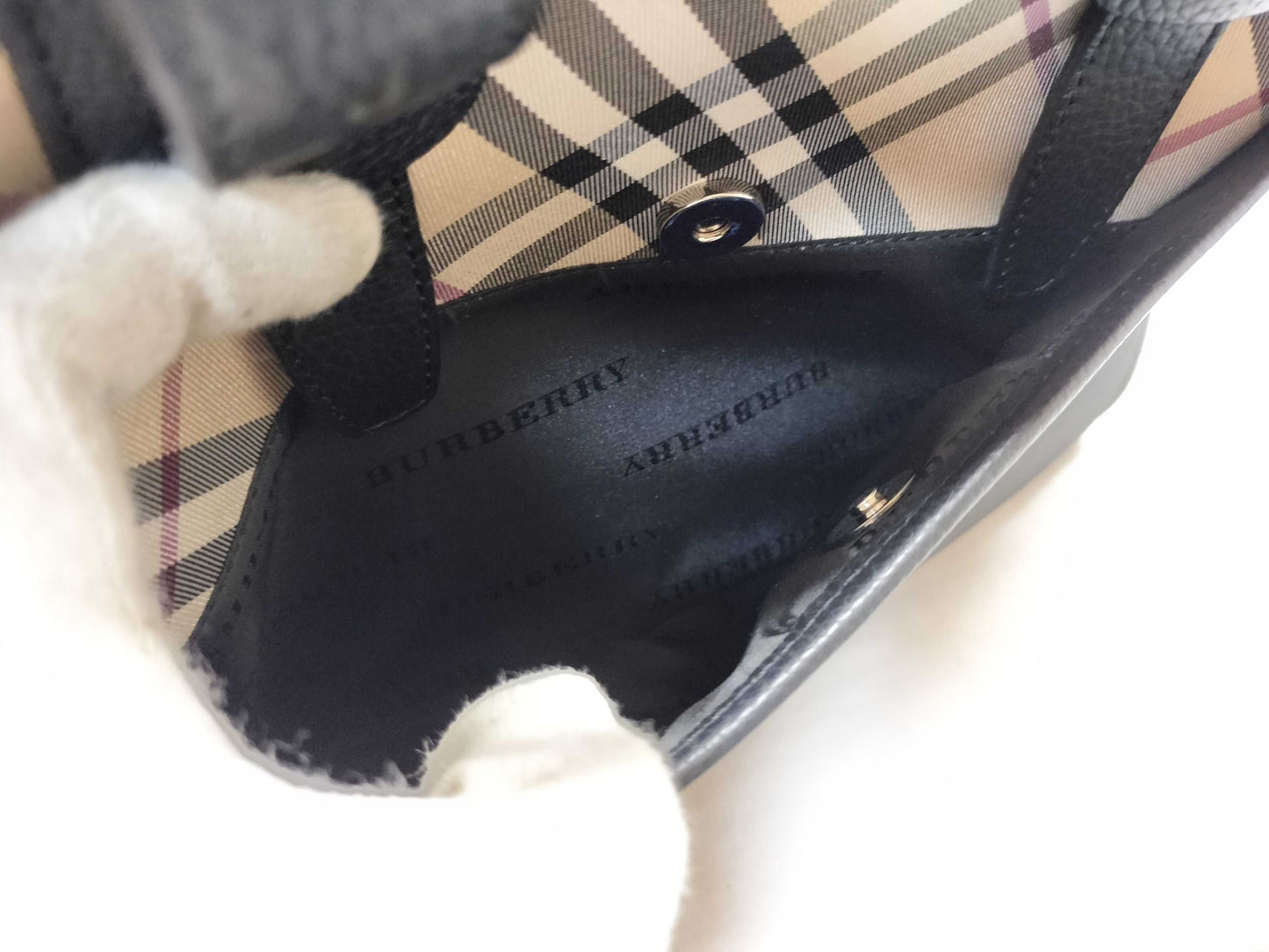 BURBERRY Nylon and Leather Nova Check Handbag