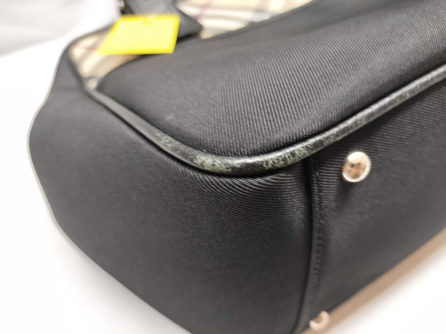 BURBERRY Nylon and Leather Nova Check Handbag