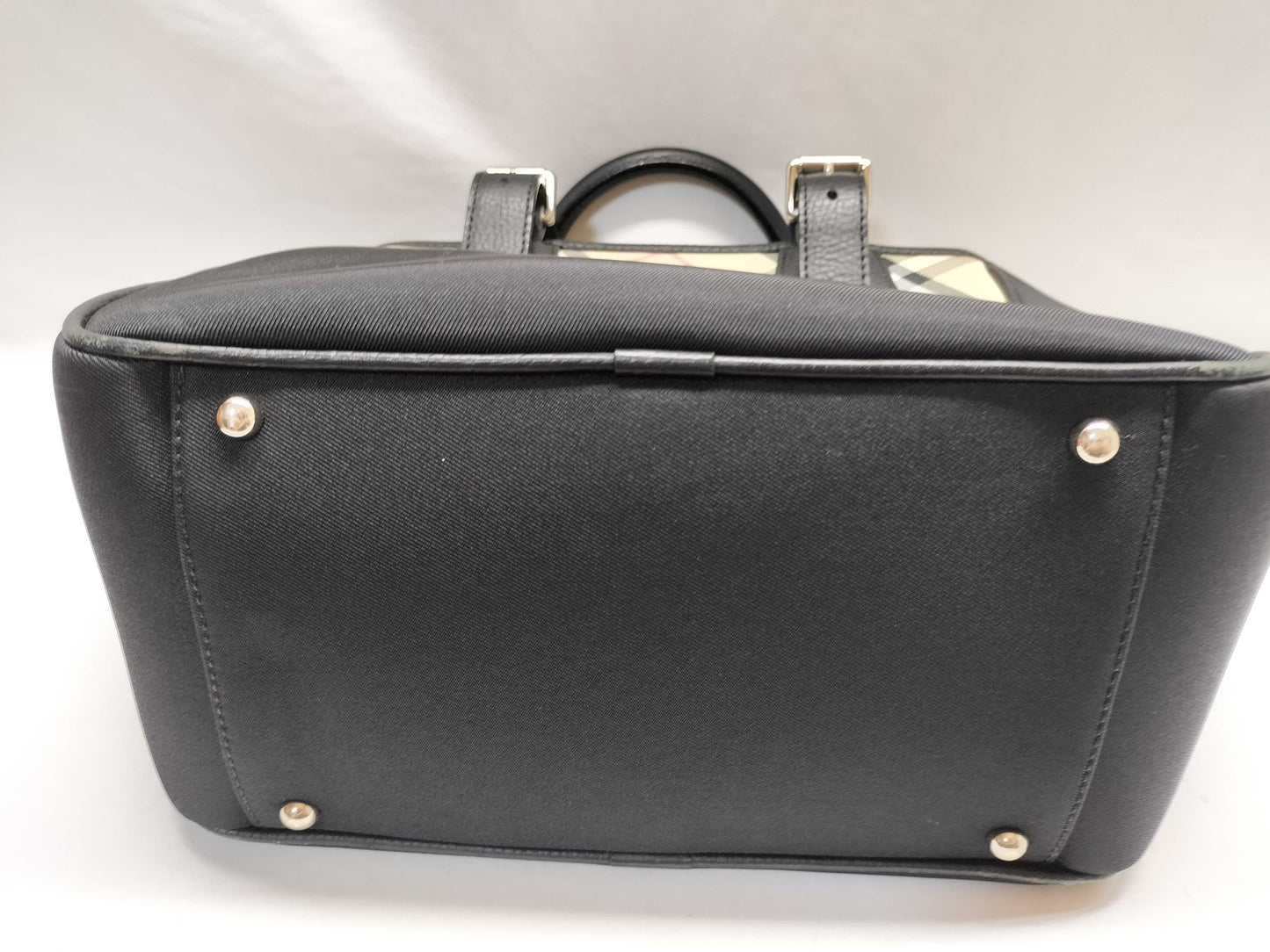 BURBERRY Nylon and Leather Nova Check Handbag