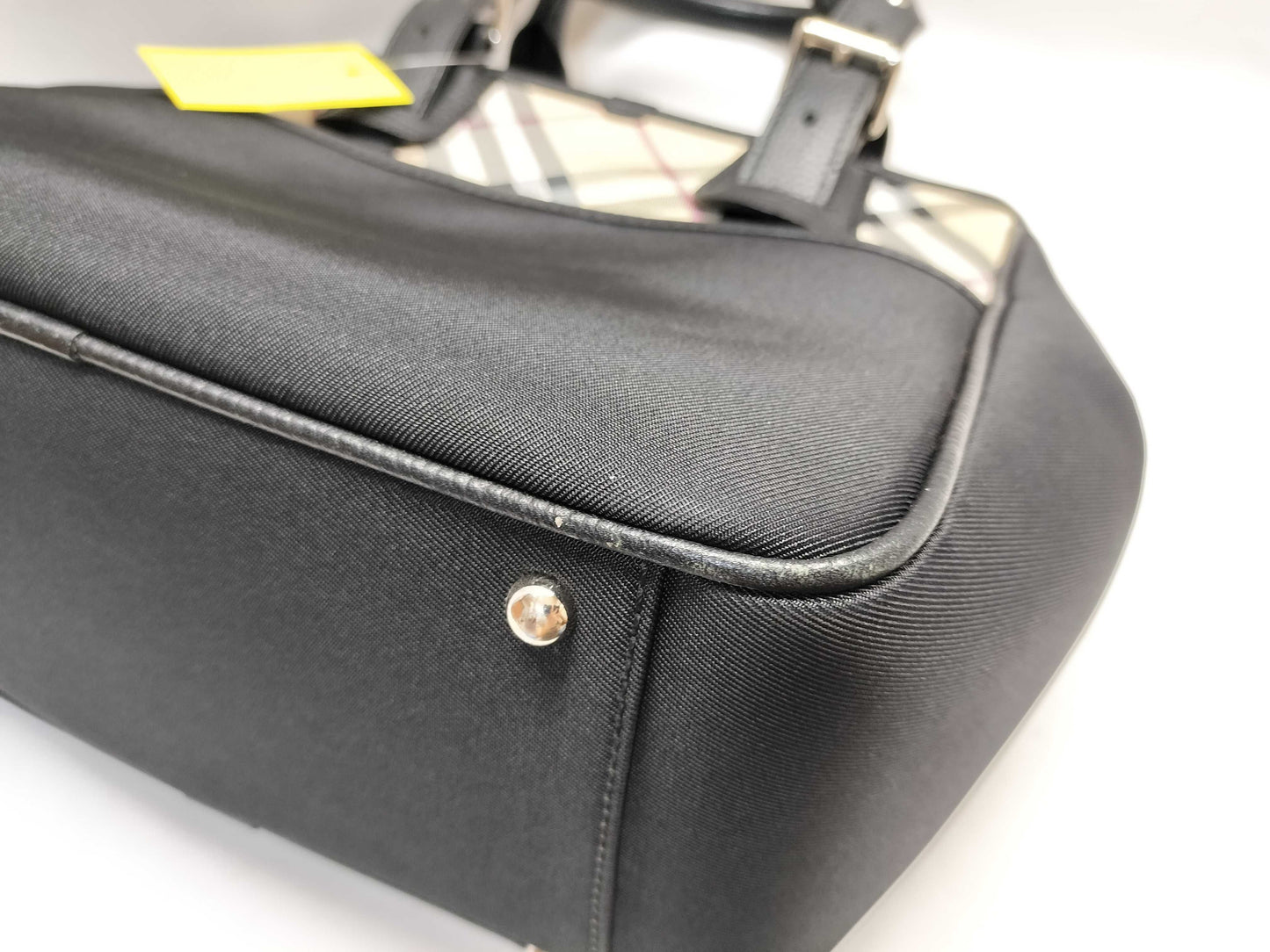 BURBERRY Nylon and Leather Nova Check Handbag