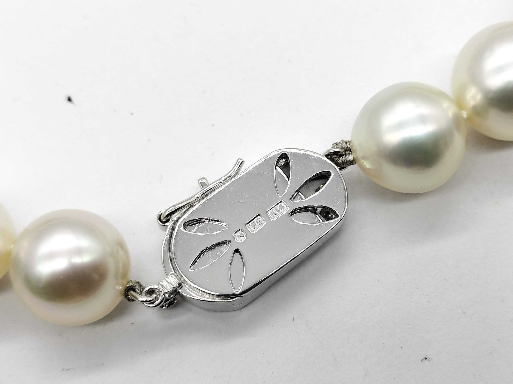 MIKIMOTO M Charm Nanyang Semi Round Pearl Diameter Approx. 10.0mm - 13.6mm Diamond K14 97.3g Necklace